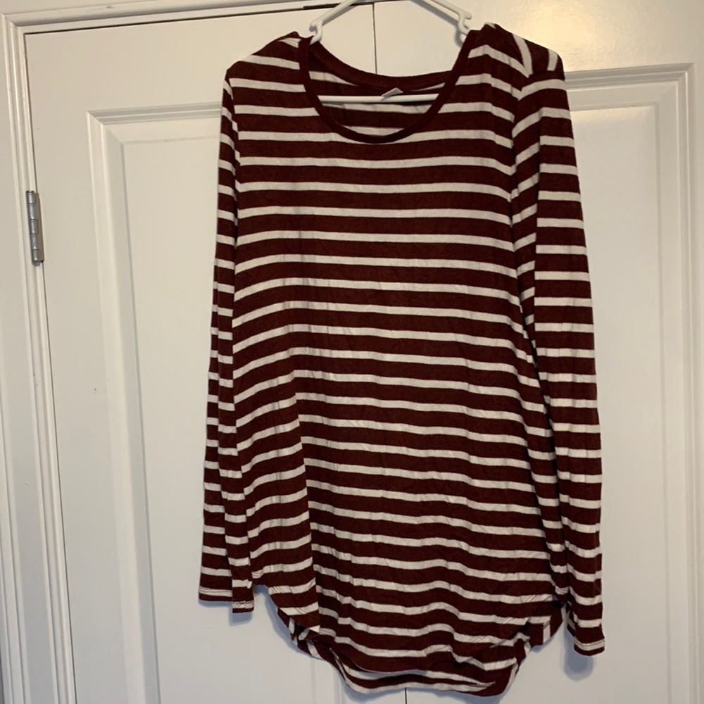 Maroon and White Striped Old Navy Top/Light Sweater